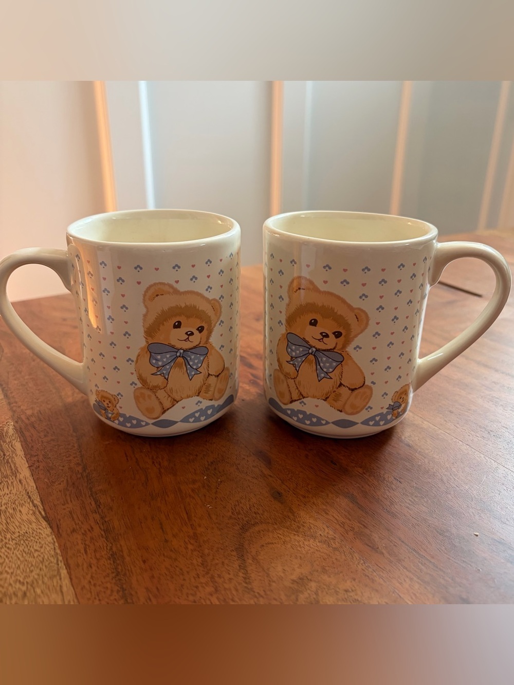 Set of 2 Vintage Tienshan Stoneware Theodore Country Bear Mugs Cups Cottagecore